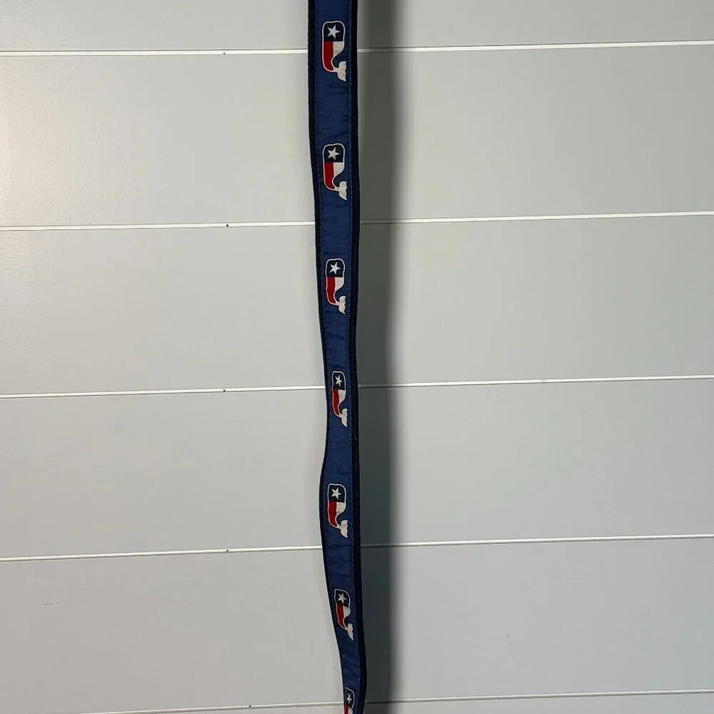 Red White and Blue Whale Navy & Leather Belt Sz 36 Vineyard Vines